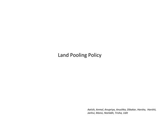 Cover of Land Pooling Policy — Zonal Level Sheets